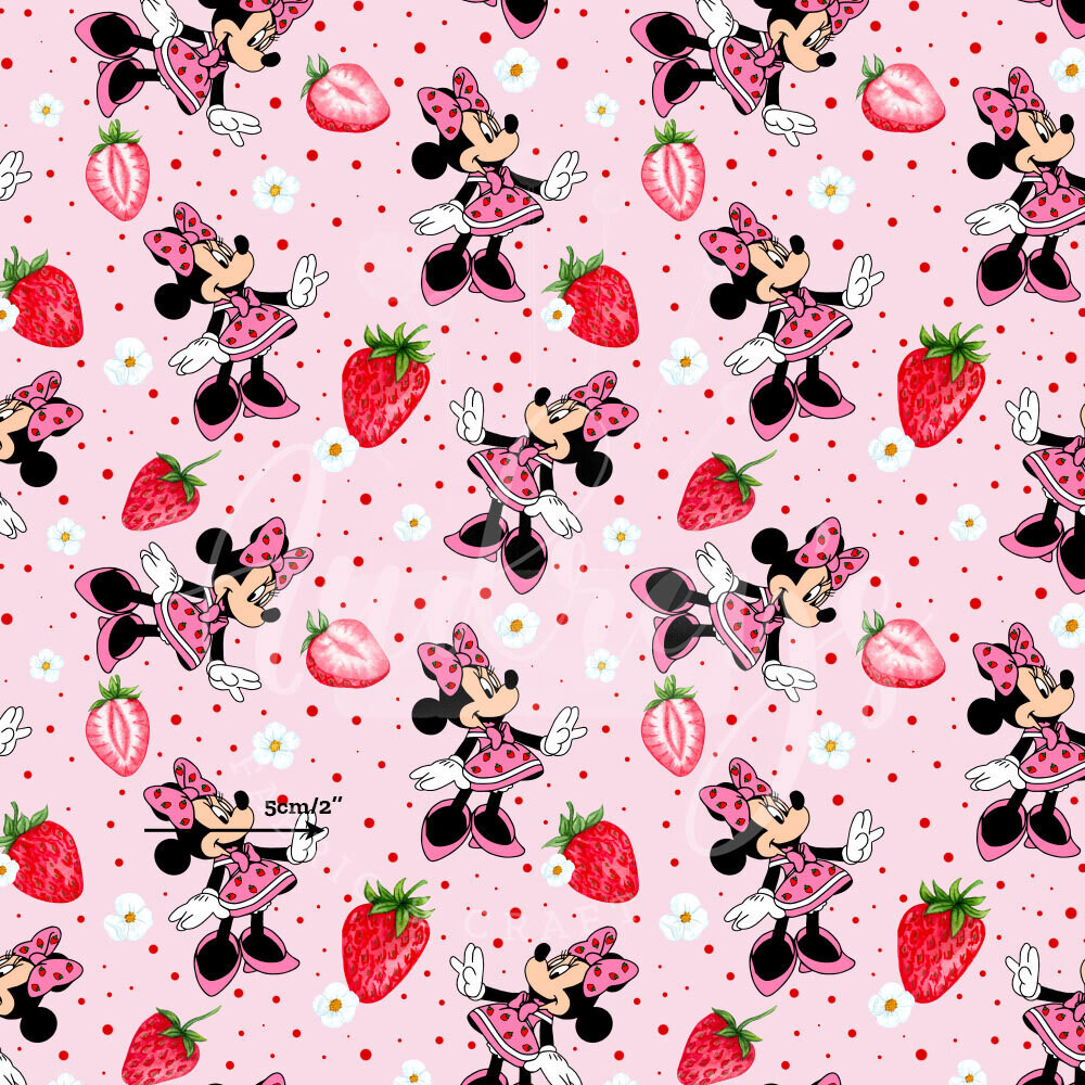 Minnie Strawberries | Digital-Print Cotton Lycra 240gsm | 150cm wide