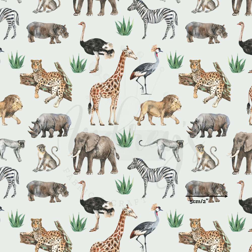 Safari, Light Green | Digital-Print Cotton Lycra 230gsm | 150cm wide - 0.7m Piece