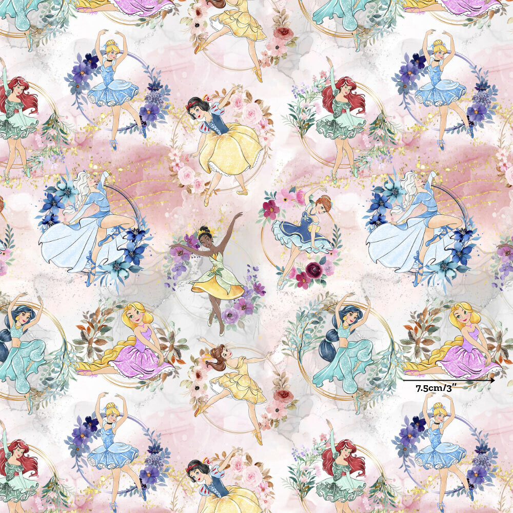 Ballet Princesses | Digital-Print Cotton Lycra 240gsm | 150cm wide