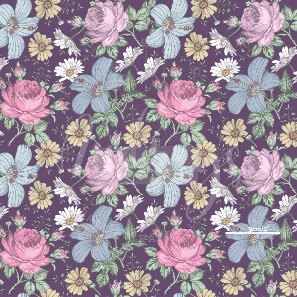 Aria, Purple | Digital-Print Cotton Lycra 240gsm | 150cm wide