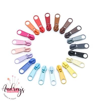 6 Colours | Zipper Sliders (Long) | Fits #3 Nylon Zippers