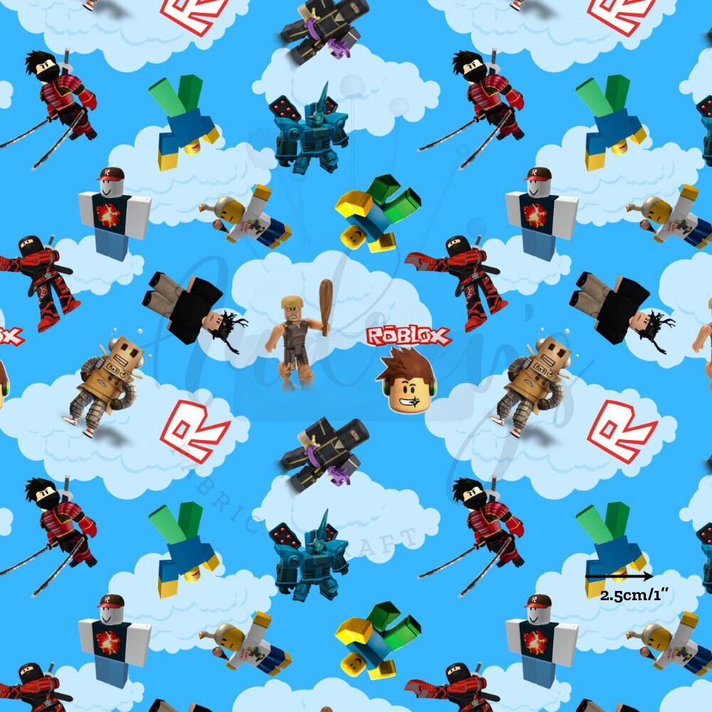 Roblox Blue Toss | Digital-Print Cotton Lycra 240gsm | 150cm wide - 0.4m Piece
