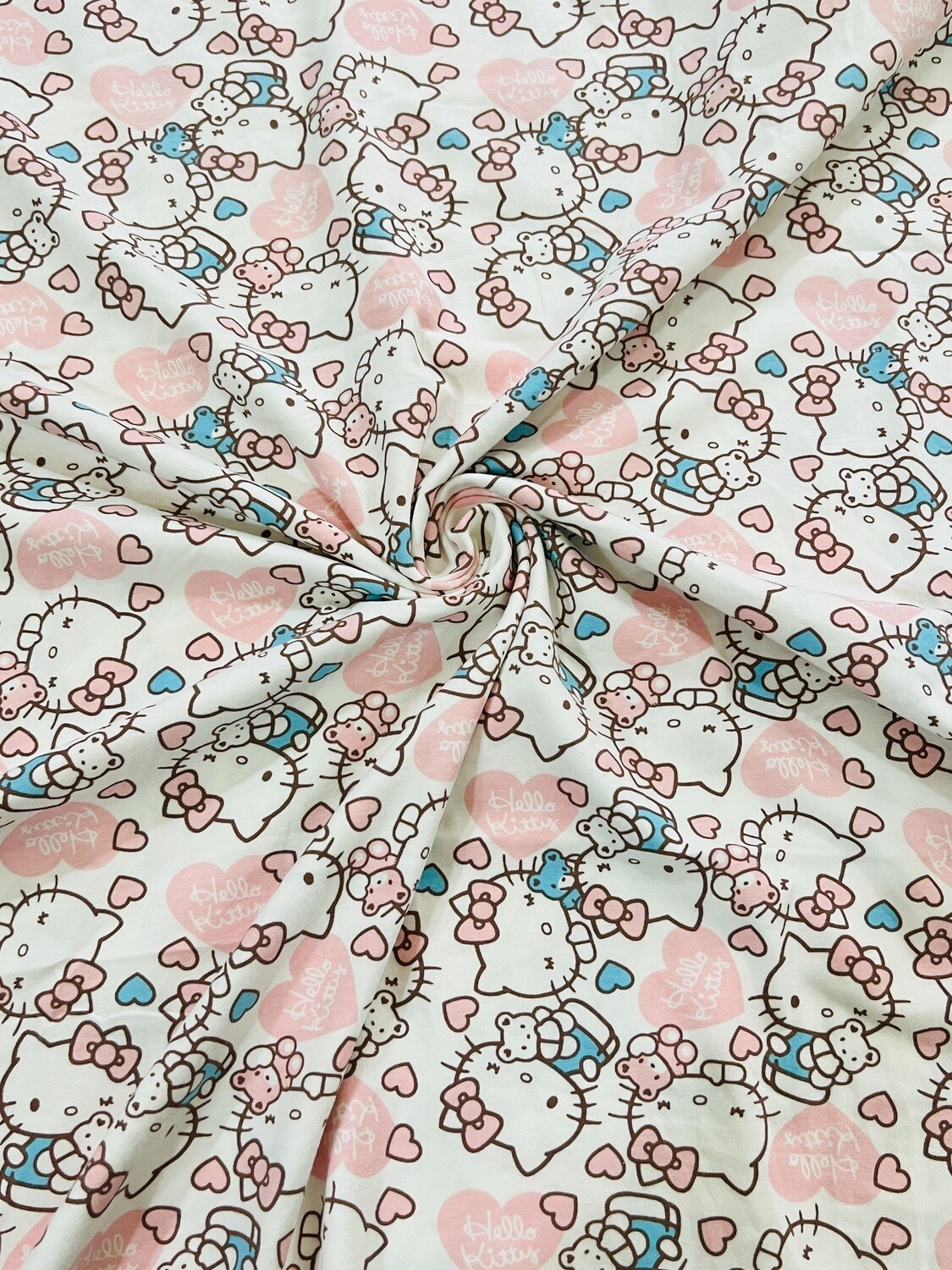 Hello Kitty, Hearts | Licensed Cotton Lycra, 200gsm | 190cm Wide - 1.2m PIece
