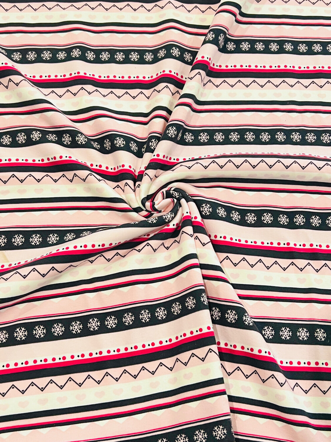 Winter Stripes, Pink | Tracksuiting Sweatshirt French Terry Fleece | 155cm Wide