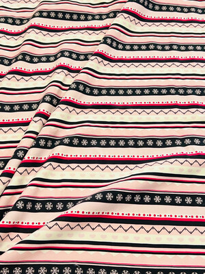 Winter Stripes, Pink | Tracksuiting Sweatshirt French Terry Fleece | 155cm Wide