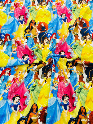 Princesses Allover | Digital Print Custom Cotton Lycra, 240gsm | 160cm Wide