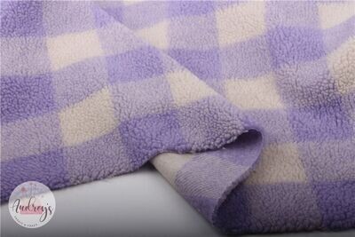 Lilac & Cream | Teddy Sherpa Fleece Plush Fleece | 164cm Wide