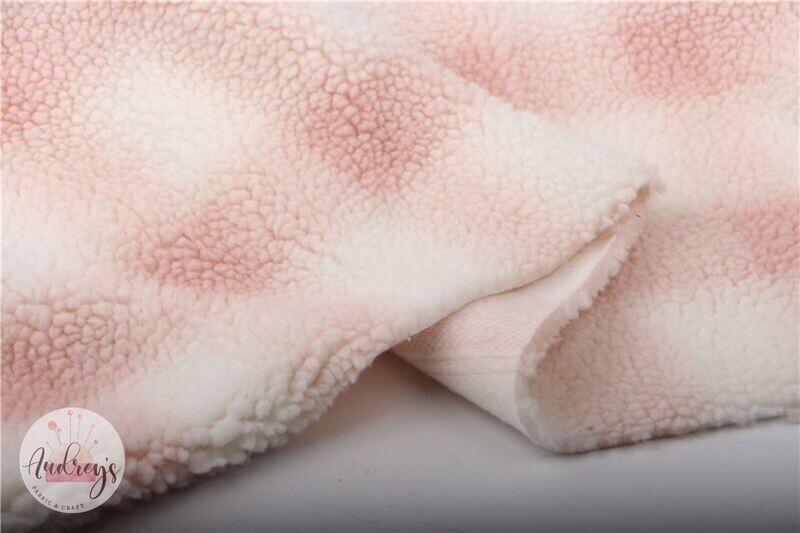 Pink &amp; Cream | Teddy Sherpa Fleece Plush Fleece | 158cm Wide