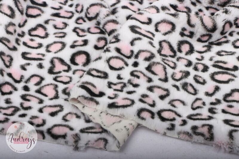 Pink &amp; White Leopard | Luxury Faux Fur | 170cm Wide