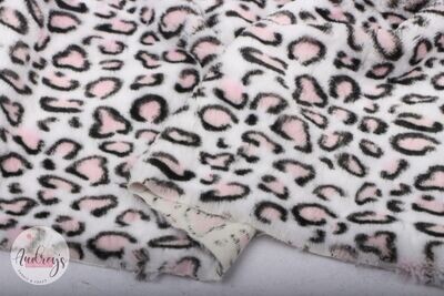 Pink &amp; White Leopard | Luxury Faux Fur | 170cm Wide
