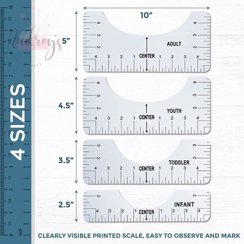 T-Shirt Alignment Ruler Guide - 4-pc Set