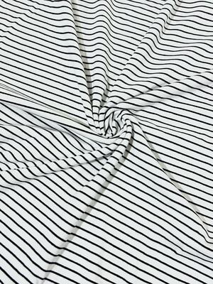 Black Pinstripes | Cotton Lycra, 300gsm | 182cm Wide