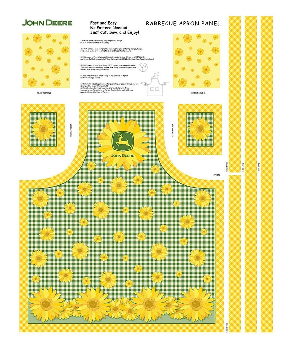 Yellow Sunflowers Apron Panel | Quilting Cotton Activity Panel