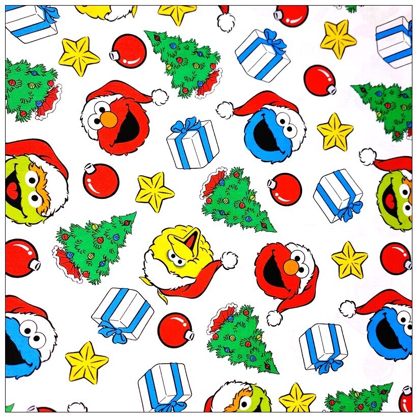 Sesame Street Xmas Toss | Licensed Cotton Poplin | 140cm wide