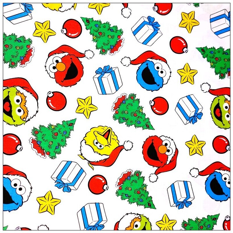Sesame Street Xmas Toss | Licensed Cotton Poplin | 140cm wide