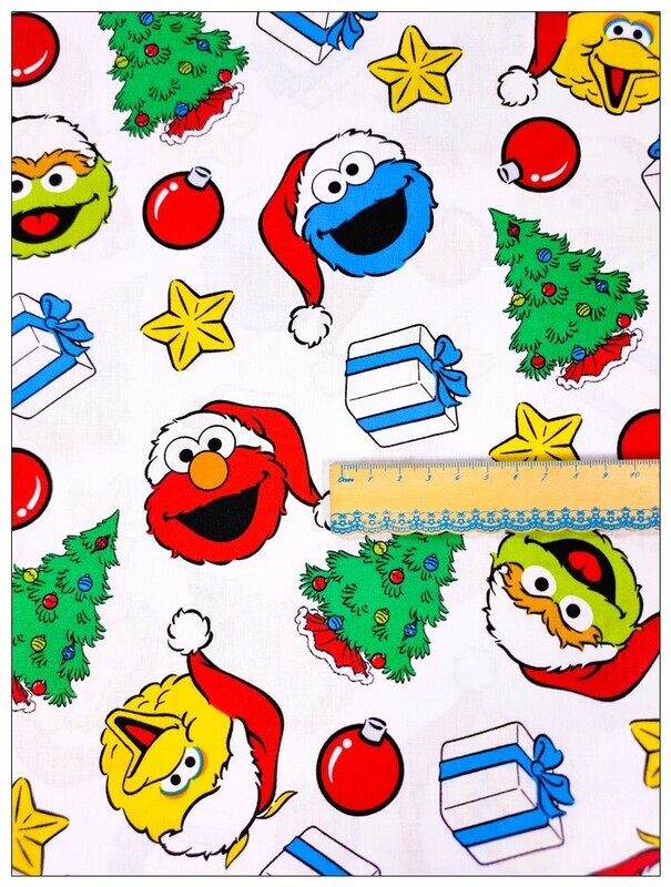 Sesame Street Xmas Toss | Licensed Cotton Poplin | 140cm wide