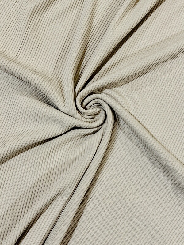 Beige | Ribbed Cotton Jersey Knit, 260gsm | 130cm Wide