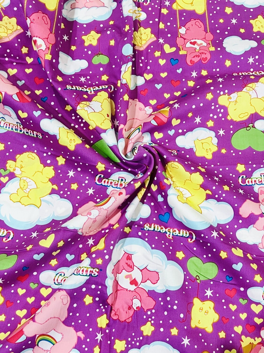 Carebears, Purple | Licensed Cotton Sateen | 145cm wide - 0.5m Piece