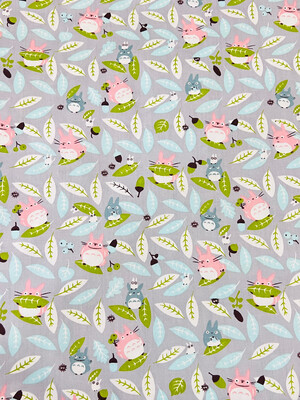 Flying Totoro, Grey | Licensed Twill-weave Cotton Woven | 160cm wide