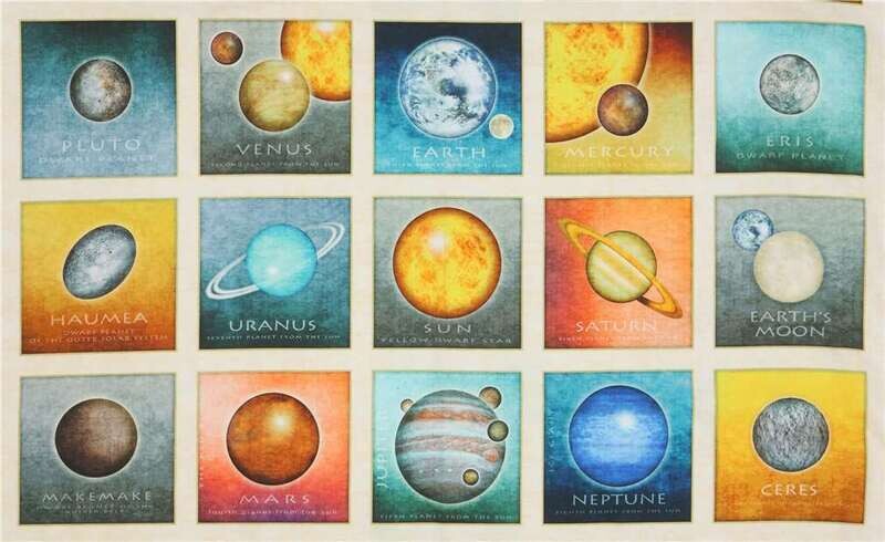 Intergalactic, Cream | Digital Print Quilting Cotton Panel