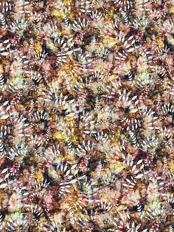 Tie-Dye Leaves, Brown | Quilting Cotton | 112cm wide