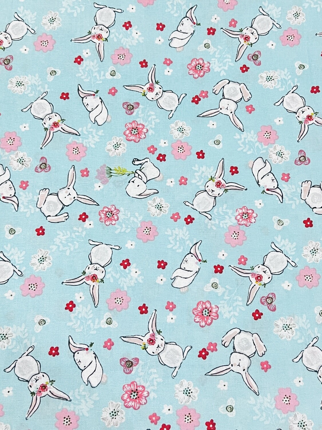 Cute Floral Bunnies | Quilting Cotton | 112cm wide - 1m Piece
