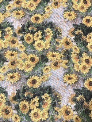 Oil Painting Sunflowers | Quilting Cotton | 112cm wide
