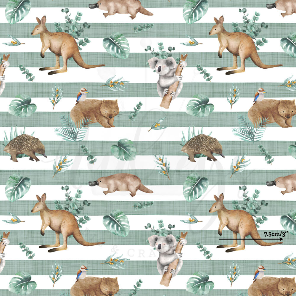 Aussie Animals, Stripes | Digital-Print Cotton Woven | 145cm wide