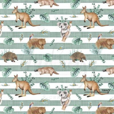 Aussie Animals, Stripes | Digital-Print Cotton Woven | 145cm wide