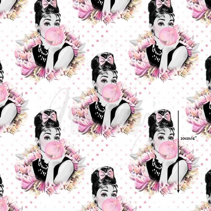 Audrey, Bubblegum | Digital Print Custom Cotton Woven | 145cm wide