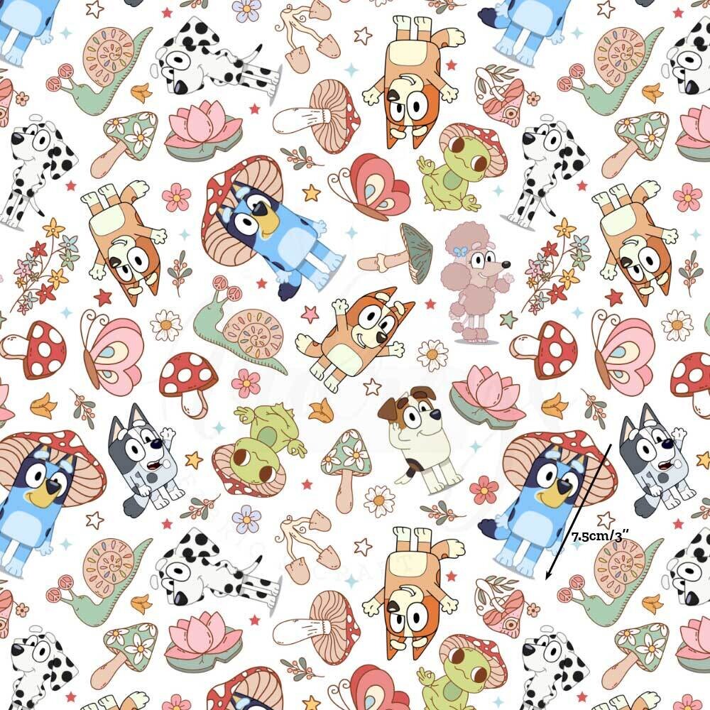 Bluey Mushrooms | Digital Print Custom Cotton Woven | 145cm wide