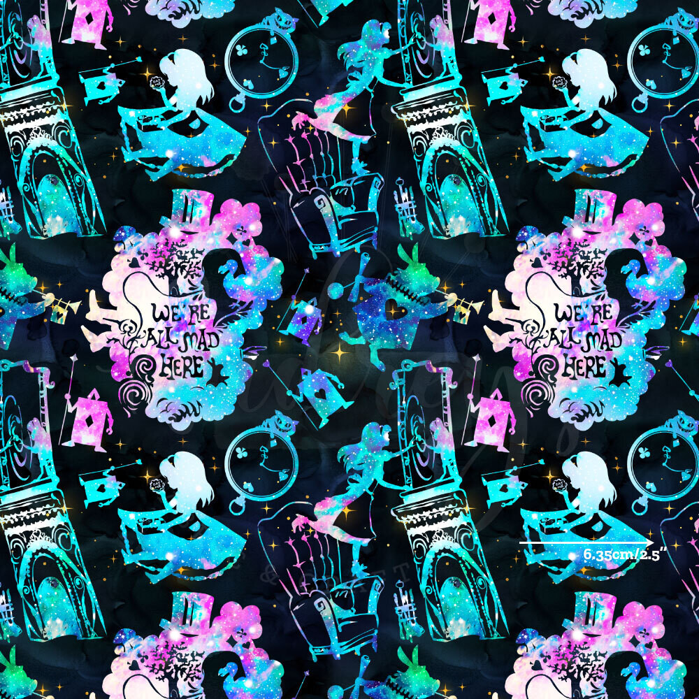 Alice, We&#39;re All Mad Here | Digital Print Custom Cotton Woven | 145cm wide