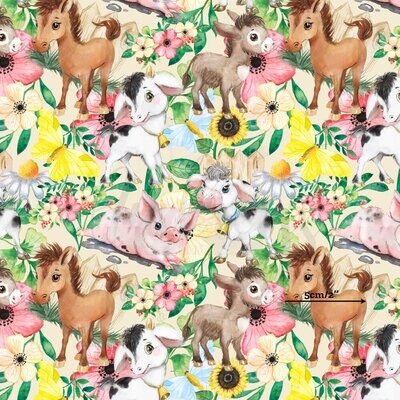 Farm Animals | Digital-Print Cotton Woven | 145cm wide