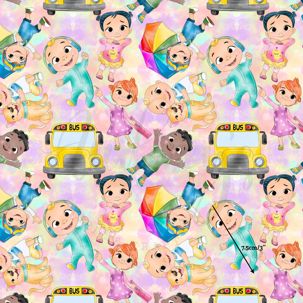 Cocomelon, Pink | Custom Cotton Woven | 145cm wide