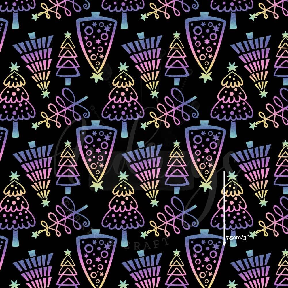 Neon Xmas Trees | Digital Print Cotton Woven | 145cm wide