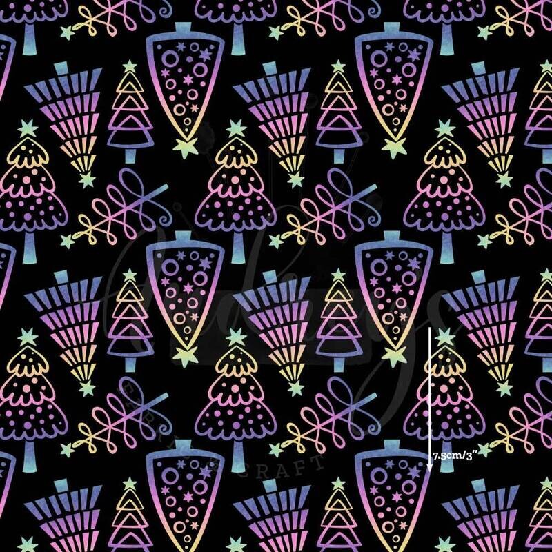 Neon Xmas Trees | Digital Print Cotton Woven | 145cm wide