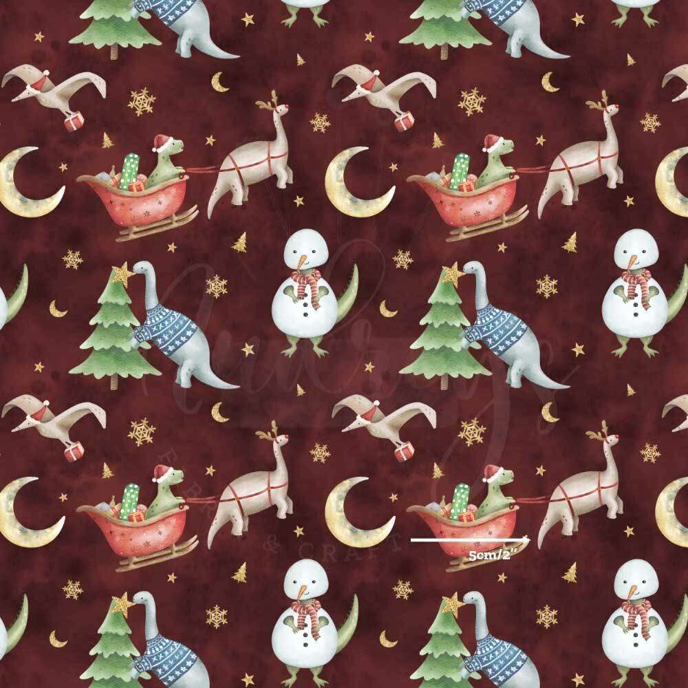Xmas Dinos, Toss | Custom Cotton Woven | 145cm wide