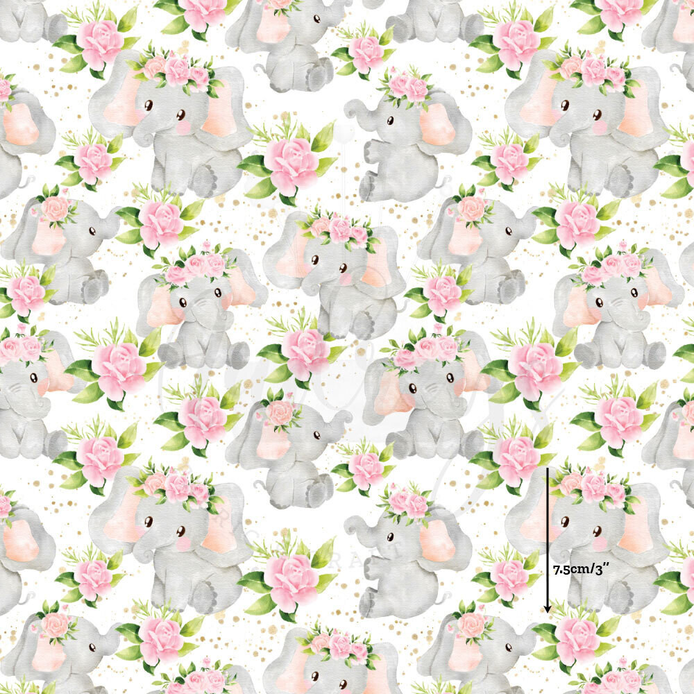 Floral Elephants | Digital-Print Custom PUL Waterproof Fabric | 150cm wide
