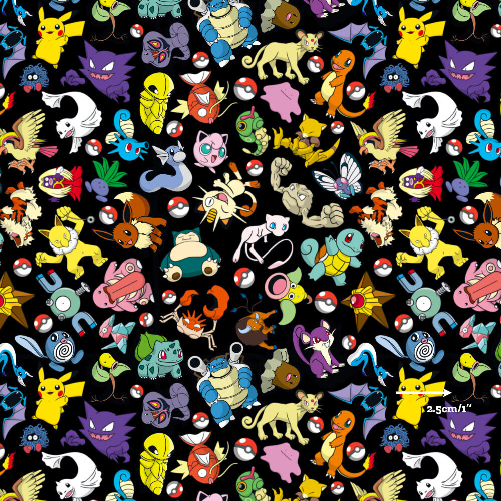 Pokemon Characters Allover | Digital-Print Custom PUL Waterproof Fabric | 150cm wide