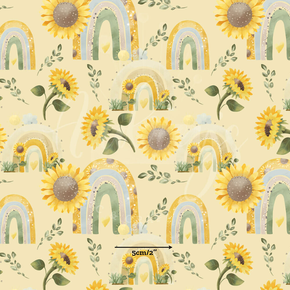 Sunflower Rainbows | Digital-Print Custom PUL Waterproof Fabric | 150cm wide
