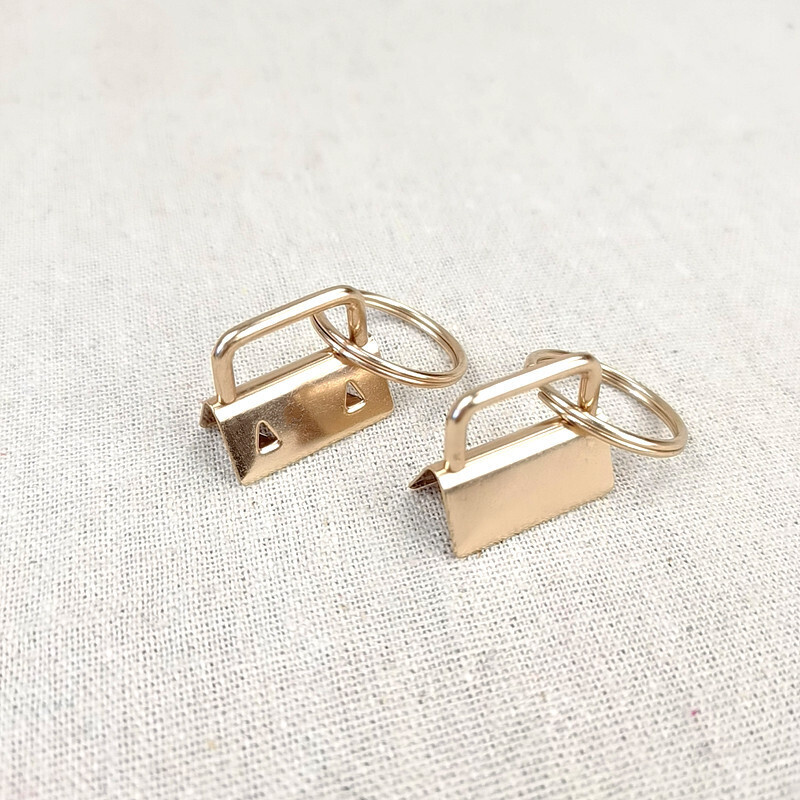 25mm (1'') Key Fob Hardware Clasps with Keyring | 7 Colours | 5-pack, Colour: Light Gold