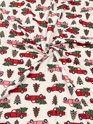 Xmas Truck | Double Brushed Poly Jersey, 170gsm | 175cm Wide