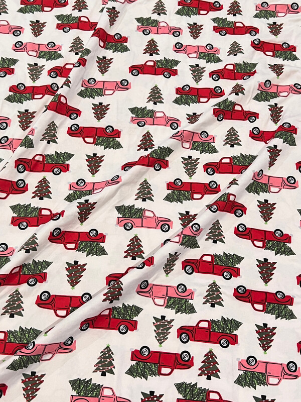 Xmas Truck | Double Brushed Poly Jersey, 170gsm | 175cm Wide