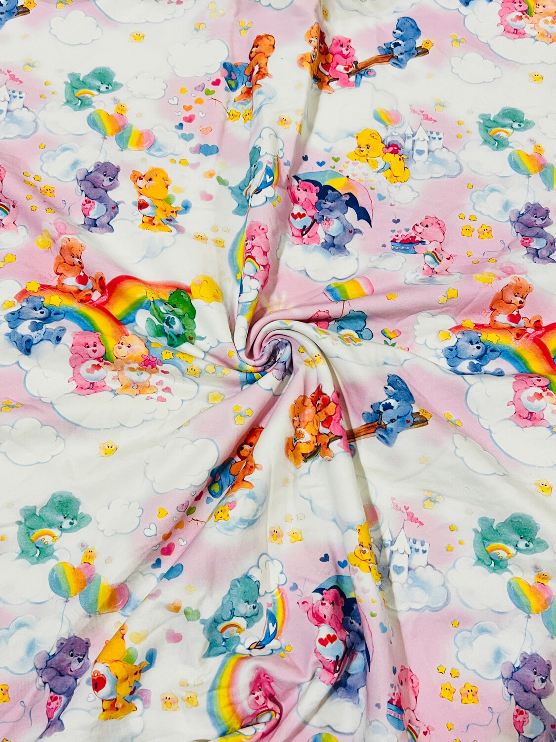 Carebears Pink | Digital Print Custom Stretch French Terry | 160cm Wide - 0.6m Piece