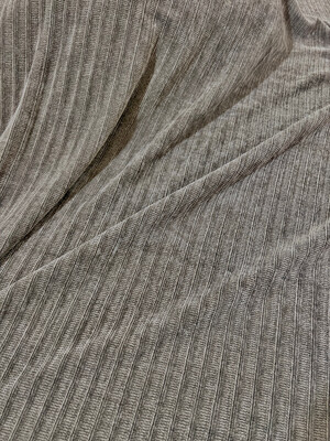 Stone Grey | Wide-Ribbed Chenille Fabric Plush Sweater Knit | 150cm Wide