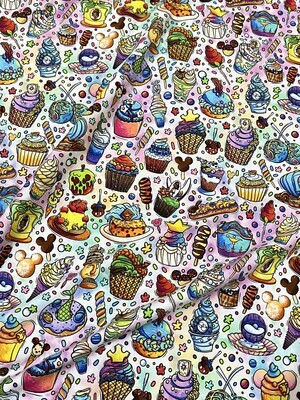 Favourite Treats | Digital Print Custom Cotton Lycra, 280gsm | 150cm Wide