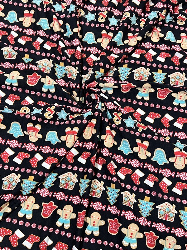 Gingerbread Cookies | Double Brushed Poly Jersey, 180gsm | 165cm Wide
