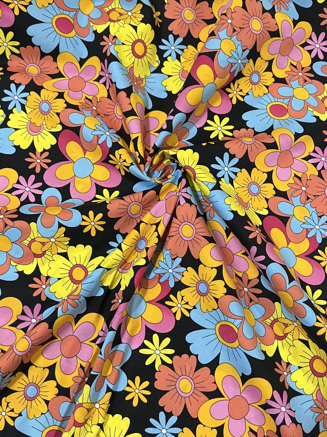 Retro Floral | Premium Stretch Cotton Poplin | 148cm Wide - 0.95m Piece