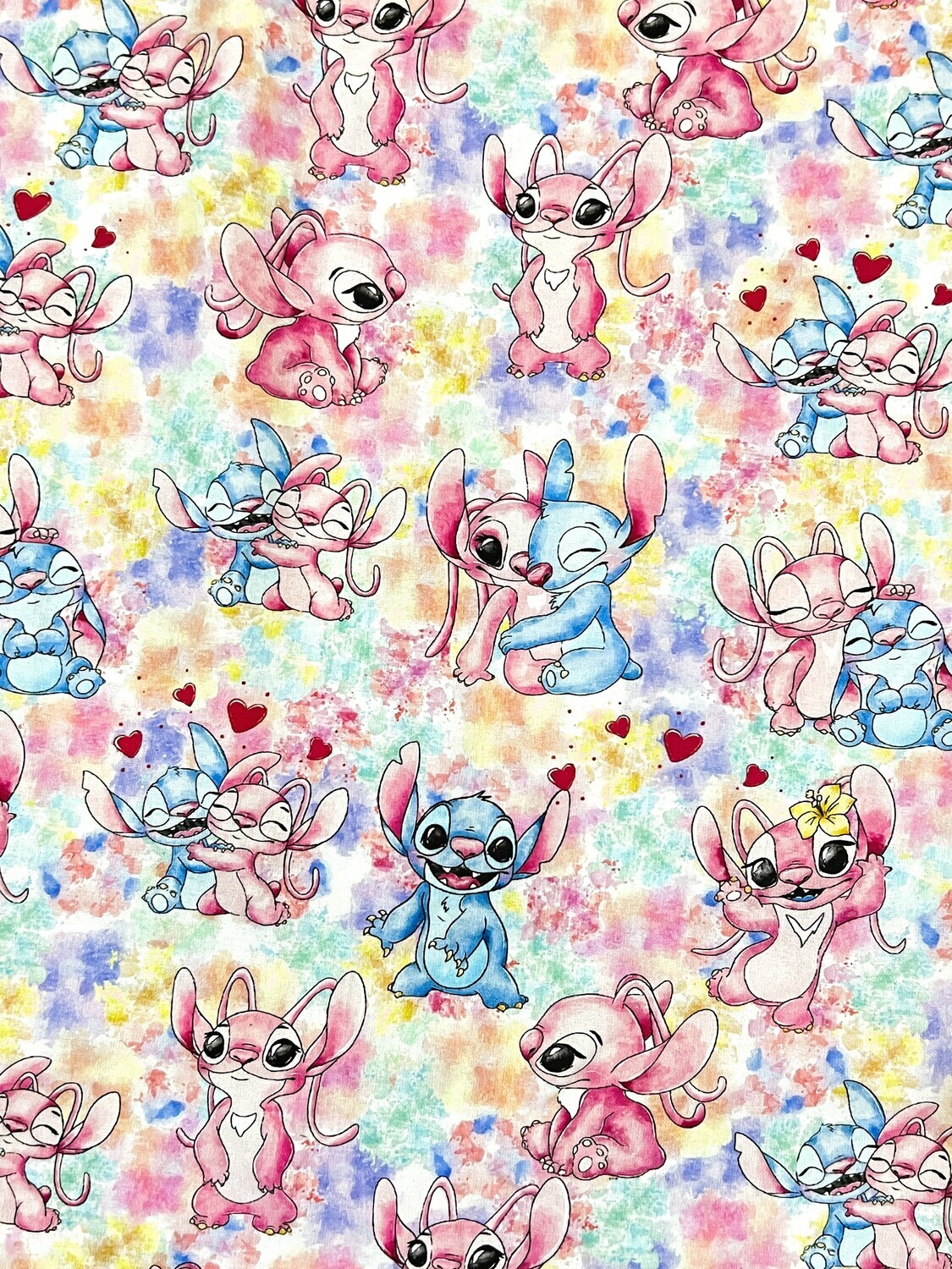 Stitch Rainbow Splatter | Custom Cotton Woven | 112cm wide - 0.9m Piece