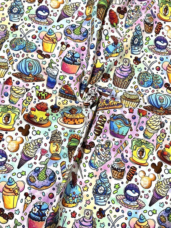 Favourite Treats | Digital Print Custom Cotton Lycra, 280gsm | 150cm Wide